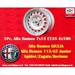 1 pc. wheel Alfa Romeo Campagnolo 7x15 ET35 4x108 silver 105 Berlina, Giulia, Coupe, Spider, GTC