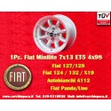 1 ud. llanta Fiat Minilite 7x13 ET5 4x98 silver/diamond cut 124 Berlina, Coupe, Spider, 125, 131