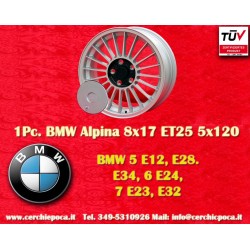 1 pz. cerchio BMW Alpina 8x17 ET25 5x120 silver/black center 5 E12, E28, E34, 6 E24, 7 E23, E32 