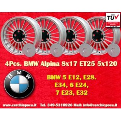 BMW Alpina 8x17 ET25 5x120 silver/black center 5 E12, E28, E34, 6 E24, 7 E23, E32  cerchi wheels jantes felgen llantas