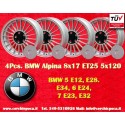 4 pcs. wheels BMW Alpina 8x17 ET25 5x120 silver/black center 5 E12, E28, E34, 6 E24, 7 E23, E32 