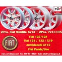 4 uds. llantas Fiat Minilite 6x13 ET13 7x13 ET5 4x98 silver/diamond cut 124 Berlina, Coupe, Spider, 125, 127, 131, 132, 