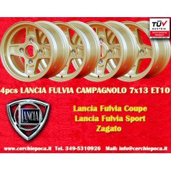 4 pcs. wheels Lancia Campagnolo 7x13 ET10 4x130 gold Fulvia, Zagato, Coupe
