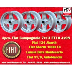 Campagnolo 7x13 ET10 4x98 silver 124 Spider Coupe X1/9 cerchi wheels jantes felgen llantas