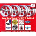 4 pcs. wheels CHRYSLER,FORD Torq Thrust  7x15 ET-5 5x114.3 silver/diamond cut Mustang, Falcon, Fairlane, Torino, Thunder
