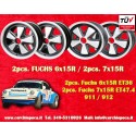 4 pcs. wheels Porsche  Fuchs 6x15 ET36 7x15 ET47 5x130 anodized look 356 C SC, 911 -1989, 914 6