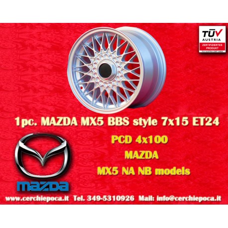 Mazda BBS 7x15 ET24 4x100 silver 3 E21, E30 cerchio wheel jante felge llanta