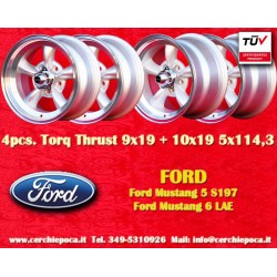 4 pcs. wheels Ford Torq Thrust  9x19 ET35 10x19 ET42 5x114,3 silver/diamond cut Mustang S197 (2005-14), LAE (2105-)