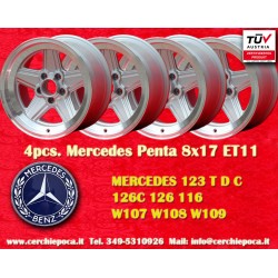Mercedes Penta 8x17 ET11 5x112 silver/diamond cut 107 108 109 116 123 126 cerchi wheels jantes felgen llantas