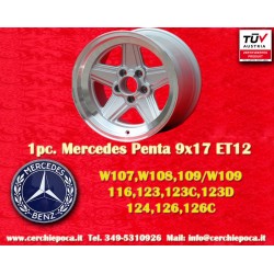 Mercedes Penta 9x17 ET12 5x112 silver/diamond cut 107 108 109 116 123 126 cerchio wheel jante felge llanta