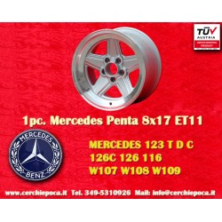 Mercedes Penta 8x17 ET11 5x112 silver/diamond cut 107 108 109 116 123 126 cerchio wheel jante felge llanta