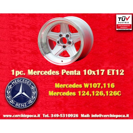 Mercedes Penta 10x17 ET12 5x112 silver/diamond cut 107 108 109 116 123 126 cerchio wheel jante felge llanta