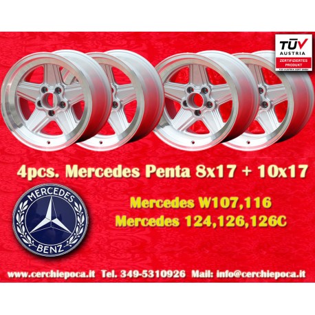Mercedes Penta 8x17 ET11 10x17 ET12 5x112 silver/diamond cut 107 108 109 116 123 126 cerchi wheels jantes felgen llantas