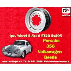 1 pc. wheel Porsche  5.5x16 ET20 5x205 silver 356 - 1963 