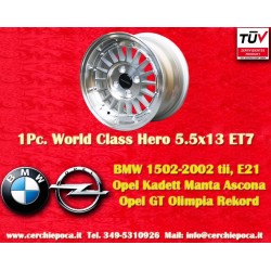 1 pz. cerchio BMW WCHE 5.5x13 ET7 4x100 silver/diamond cut 1502-2002 tii, 3 E21, Kadett B-C, Manta, Ascona A-B, GT, Olym