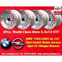 4 pcs. wheels BMW WCHE 5.5x13 ET7 4x100 silver/diamond cut 1502-2002 tii, 3 E21, Kadett B-C, Manta, Ascona A-B, GT, Olym
