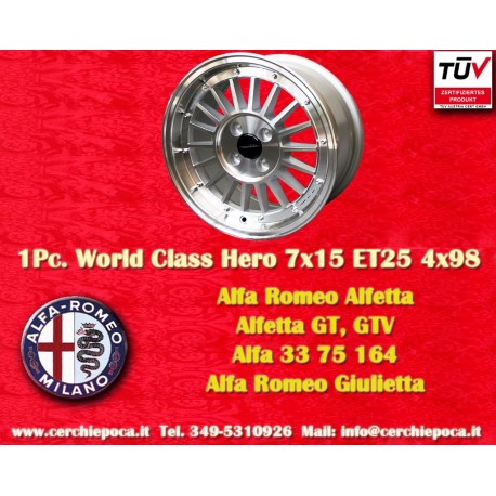 Alfa Romeo WCHE 7x15 ET25 4x98 silver/diamond cut Alfetta, Alfetta GT GTV 33 75 1.6i 1.8i 2.0TDI 90 cerchio wheel jante felge ll