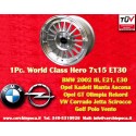 1 pc. wheel BMW WCHE 7x15 ET30 4x100 silver/diamond cut BMW 1502-2002 tii, 3 E30, Opel Kadett B-C, Manta, Ascona A-B, GT