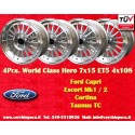 4 pcs. wheels Ford WCHE 7x15 ET5 4x108 silver/diamond cut Escort Mk1-2, Capri, Cortina, Taunus TC