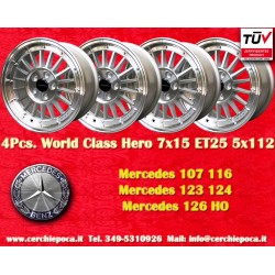 Mercedes WCHE 7x15 ET25 5x112 silver/diamond cut 107 116 123 124 126 HO cerchi wheels jantes felgen llantas