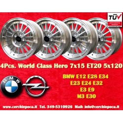 BMW WCHE 7x15 ET20 5x120 silver/diamond cut 5 E12, E28, E34, 6 E24, 7 E23, E32, E3, E9, M3 E30 cerchi wheels jantes felgen llant