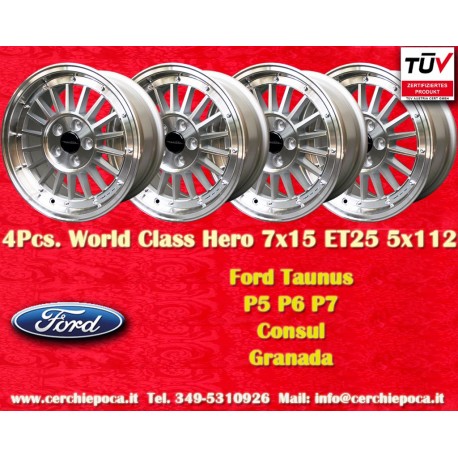 Ford WCHE 7x15 ET25 5x112 silver/diamond cut 107 116 123 124 126 HO cerchi wheels jantes felgen llantas