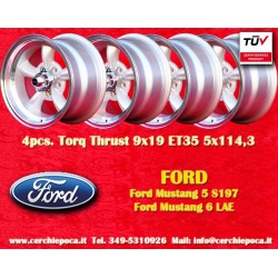 Ford Torq Thrust  9x19 ET35 5x114,3 silver/diamond cut Mustang S197 (2005-14), LAE (2105-) cerchi wheels jantes felgen llantas