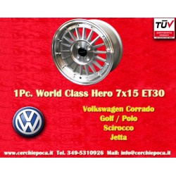 Volkswagen WCHE 7x15 ET30 4x100 silver/diamond cut BMW 1502-2002 tii, 3 E30 Opel Kadett B-C Manta Ascona cerchio wheel jante fel