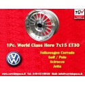 1 pc. wheel Volkswagen WCHE 7x15 ET30 4x100 silver/diamond cut BMW 1502-2002 tii, 3 E30, Opel Kadett B-C, Manta, Ascona 