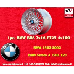 BMW BBS 7x16 ET25 4x100 silver 3 E21, E30 cerchio wheel jante felge llanta