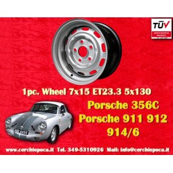Porsche 7x15 ET23.3 5x130 silver 356 C SC, 911 -1969, 912 cerchio wheel jante felge llanta