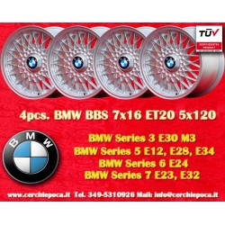 4 pcs. wheels BMW BBS 7x16 ET20 5x120 silver M3 E30, 5 E12, E28, E34, 6 E24, 7 E23, E32, E3, E9
