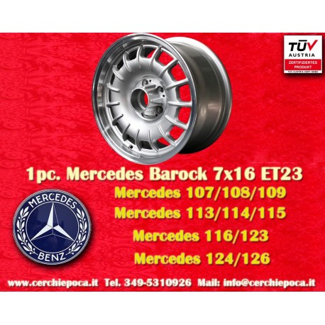 Mercedes Barock 7x16 ET23 5x112 silver/polished 107 108 109 113 114 115 116 123 124 126 cerchio wheel jante felge llanta