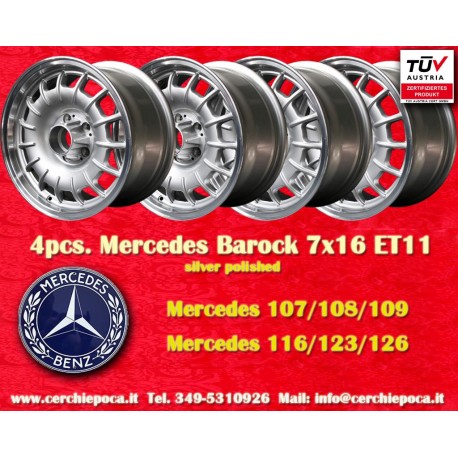 Mercedes Barock 7x16 ET11 5x112 silver/polished 107 108 109 116 123 126 cerchi wheels jantes felgen llantas