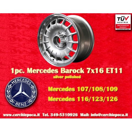 Mercedes Barock 7x16 ET11 5x112 silver/polished 107 108 109 116 123 126 cerchio wheel jante felge llanta