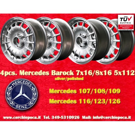 Mercedes Barock 7x16 ET11 8x16 ET11 5x112 silver/polished 107 108 109 116 123 126 cerchi wheels jantes felgen llantas