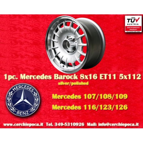 Mercedes Barock 8x16 ET11 5x112 silver/polished 107 108 109 116 123 126 cerchio wheel jante felge llanta