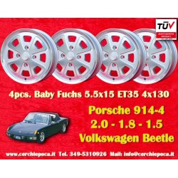 4 pcs. wheels Porsche  Baby Fuchs 5.5x15 ET35 4x130 silver/diamond cut Beetle 67-, Karmann Ghia 67-, Type 3, 411, 412