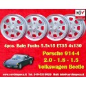 4 Stk Felgen Porsche  Baby Fuchs 5.5x15 ET35 4x130 silver/diamond cut Beetle 67-, Karmann Ghia 67-, Type 3, 411, 412