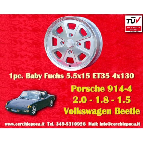 Porsche  Baby Fuchs 5.5x15 ET35 4x130 silver/diamond cut Beetle 67-, Karmann Ghia 67-, Type 3, 411, 412 cerchio wheel jante felg