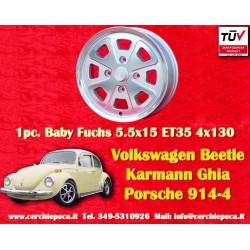 1 pc. wheel Volkswagen Baby Fuchs 5.5x15 ET35 4x130 silver/diamond cut Beetle 67-, Karmann Ghia 67-, Type 3, 411, 412