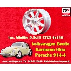 Volkswagen Minilite 5.5x15 ET25 4x130 silver/diamond cut Porsche 914 1.7, 1.8, 2.0   Volkswagen Beetle 67- cerchio wheel jante f