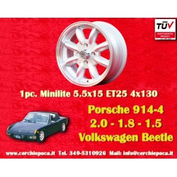 1 pc. jante Porsche  Minilite 5.5x15 ET25 4x130 silver/diamond cut Porsche 914 1.7, 1.8, 2.0   Volkswagen Beetle 67-, Ka