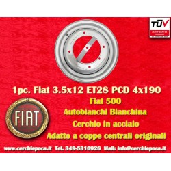 1 pc. jante Fiat  3.5x12 ET28 4x190 silver Fiat 500