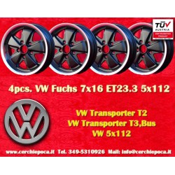 4 pz. cerchi Volkswagen Fuchs 7x16 ET23.3 5x112 matt black/diamond cut T2b, T3