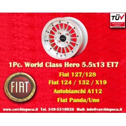 1 Stk Felge Fiat WCHE 5.5x13 ET7 4x98 silver/black/polished Alfasud, Giulietta, 33, Arna, Autobianchi A112, Fiat 124 Ber