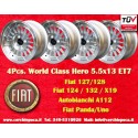 4 uds. llantas Fiat WCHE 5.5x13 ET7 4x98 silver/chromed/polished Alfasud, Giulietta, 33, Arna, Autobianchi A112, Fiat 12