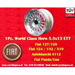 1 pz. cerchio Fiat WCHE 5.5x13 ET7 4x98 silver/chromed/polished Alfasud Giulietta 33 Arna Autobianchi A112 Fiat 124 Berl
