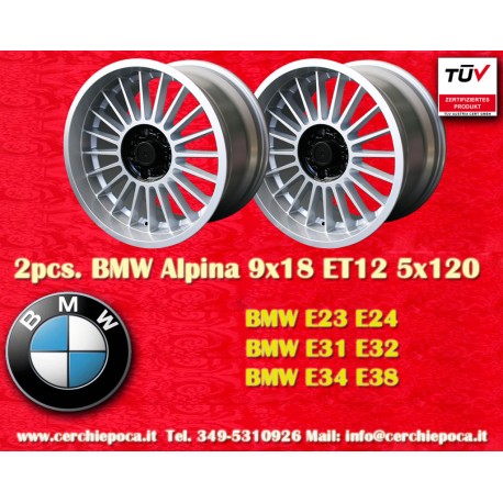 2 pcs. BMW Alpina 9x18 ET7 5x120 silver 5 E34, 6 E24, 7 E23, E32, 8 E31 cerchi wheels jantes felgen llantas