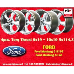 4 pz. cerchi Ford Torq Thrust  9x19 ET45 10x19 ET42 5x114.3 silver/diamond cut Mustang S197 (2005-14), LAE (2105-)
